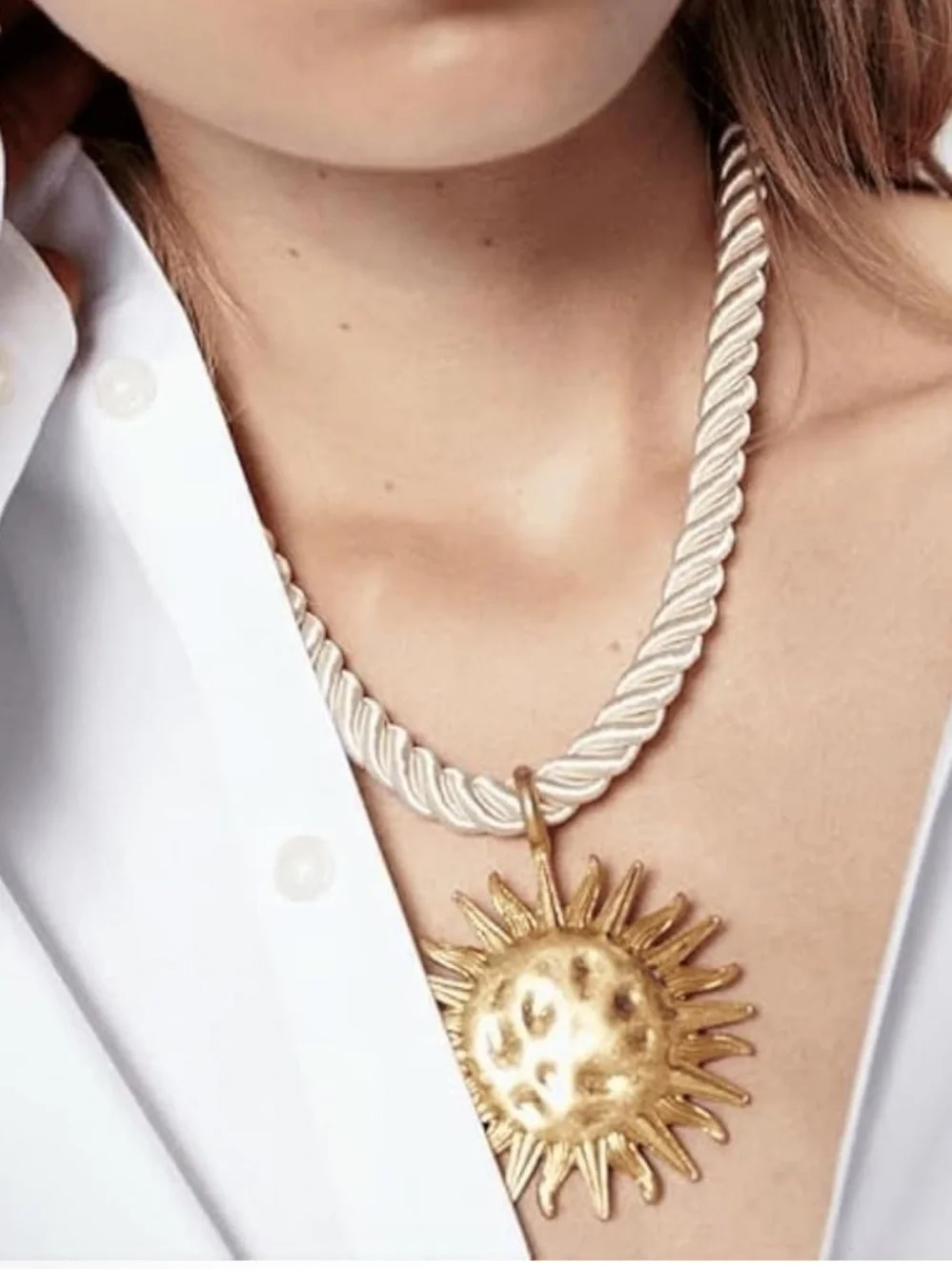 Golden Soleil Medallion Rope Necklace